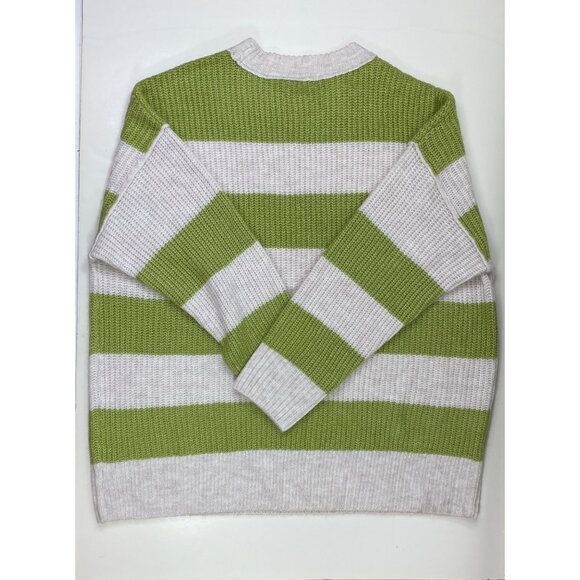 Arizona Jean Co. Womens Green White Striped Knit Long Sleeves Sweater Size XXL - Picture 2 of 4